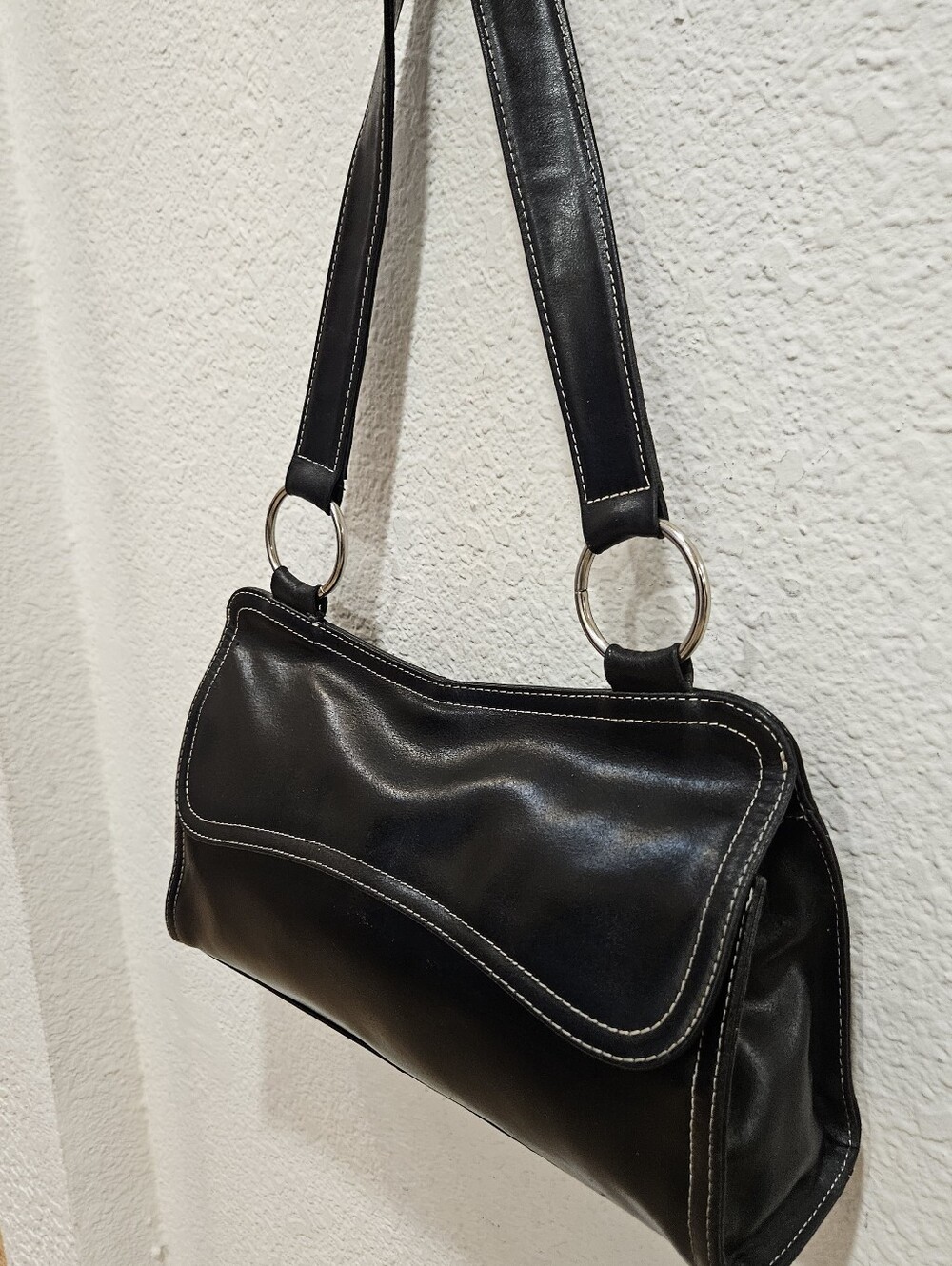 Vintage Wilsons Leather Maxima Black Leather O-Ring Bag Purse